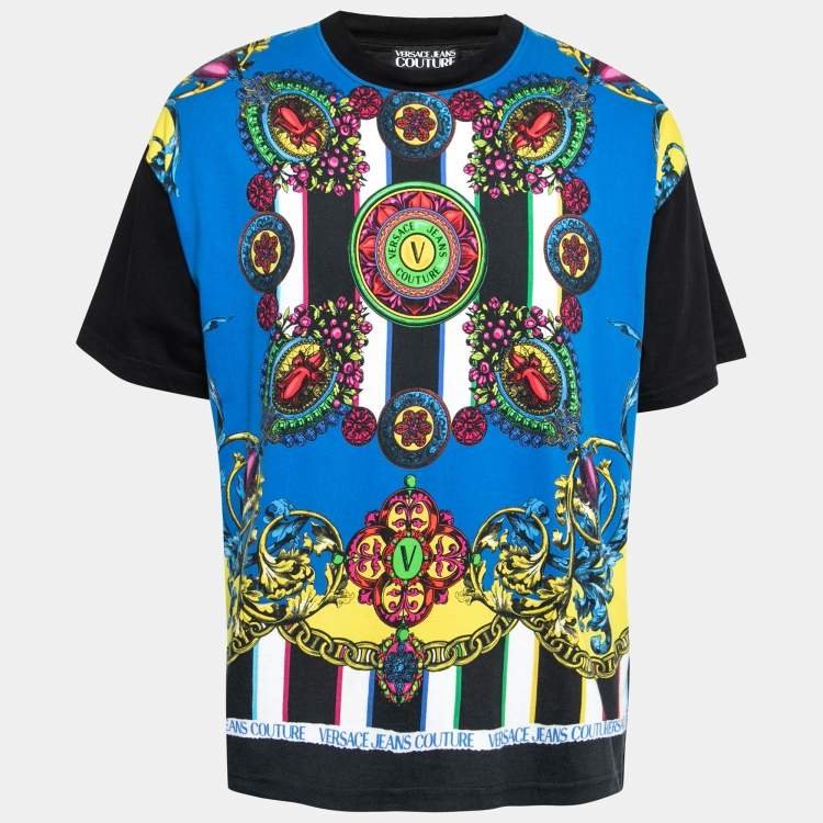 Versace Jeans Couture Bright Blue Baroque Print Cotton T
