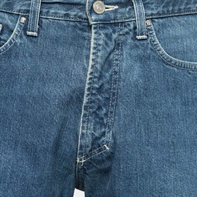 Pre Owned Versace Jeans Couture Vintage Blue Denim High-Rise Jeans Waist 34"