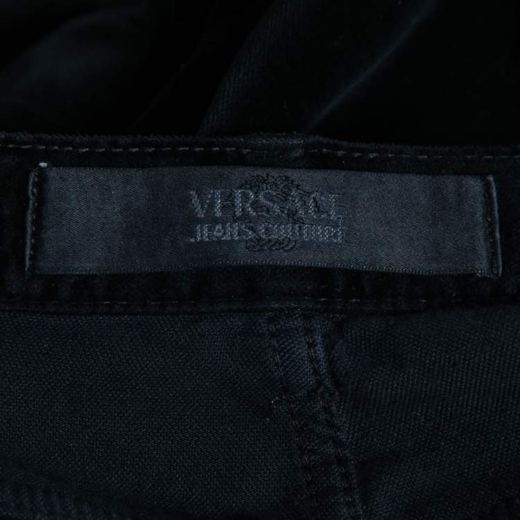 Pre Owned Versace Jeans Couture Black Velvet Jeans 4XL Waist 40"