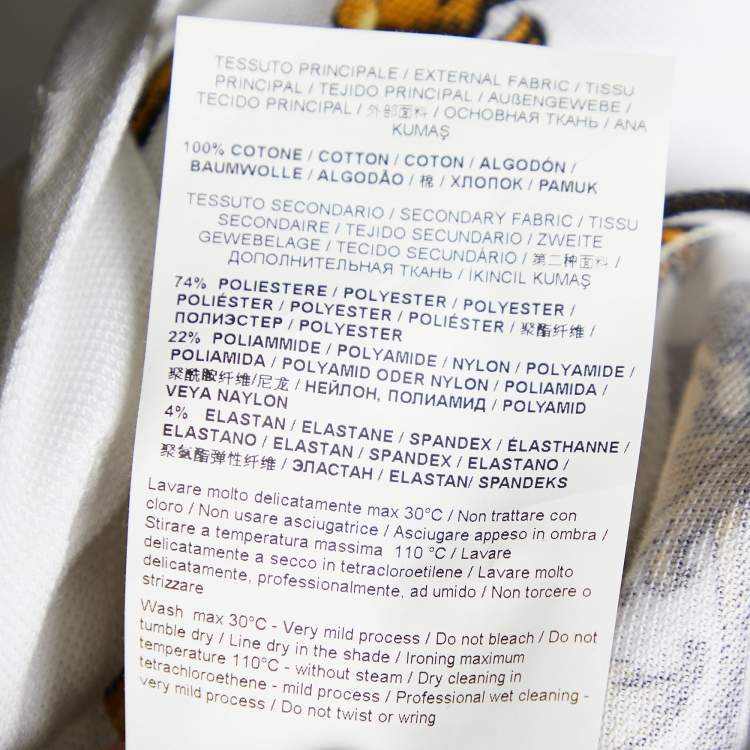 Pre Owned Versace Jeans Couture White Baroque Printed Cotton Pique Polo T-Shirt M
