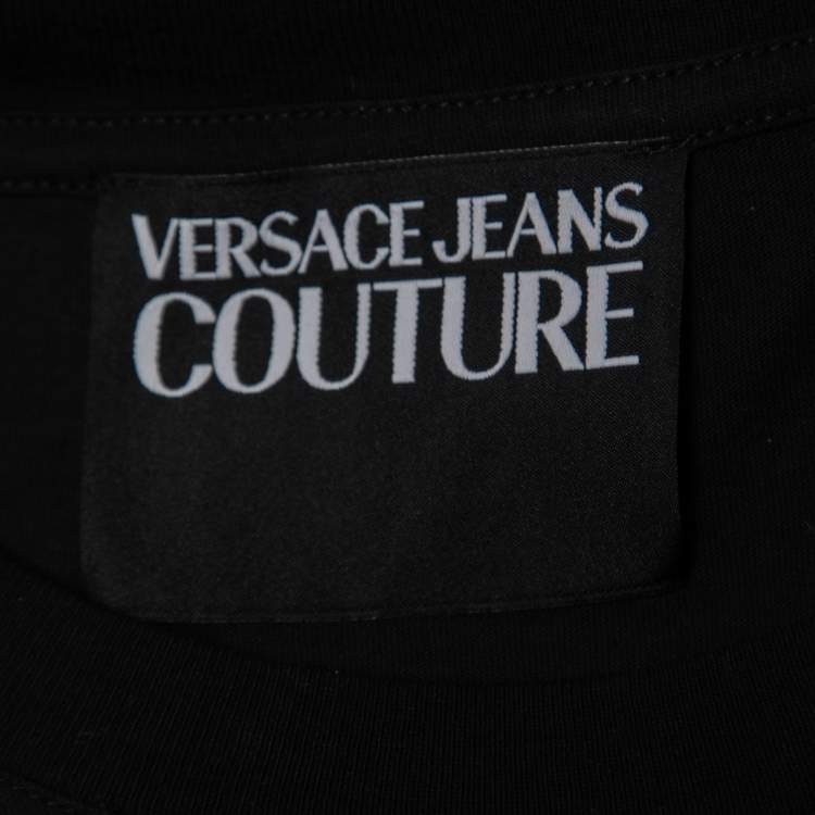 Pre Owned Versace Jeans Couture Black Printed Cotton Crew Neck Half Sleeve T-Shirt XL
