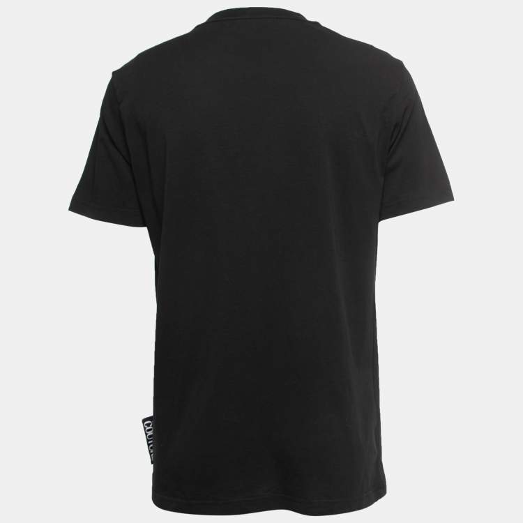 Pre Owned Versace Jeans Couture Black Printed Cotton Crew Neck Half Sleeve T-Shirt XL