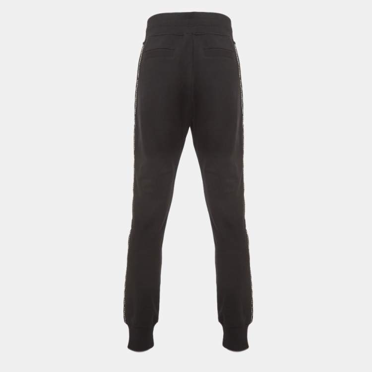 Pre Owned Versace Jeans Couture Black Logo Tape Detail Drawstring Track Pants L