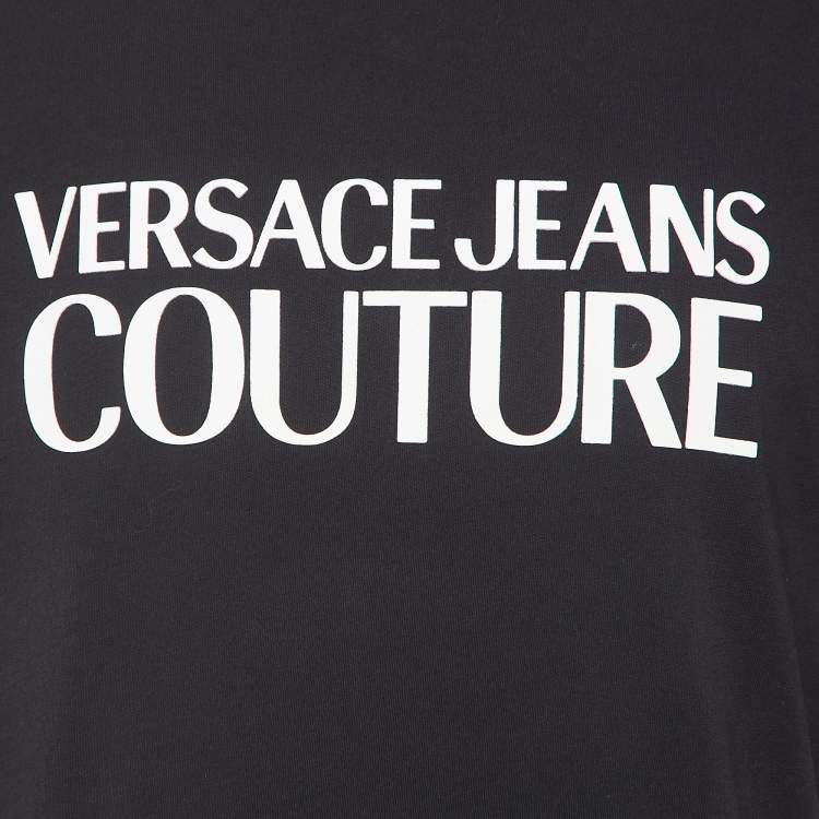 Pre Owned Versace Jeans Couture  Black Logo Print Cotton Crew Neck T-Shirt XL