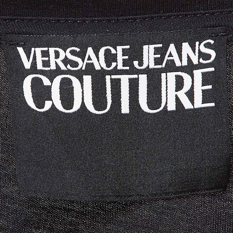 Pre Owned Versace Jeans Couture  Black Logo Print Cotton Crew Neck T-Shirt XL