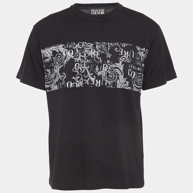 Versace Jeans Couture Black Printed Cotton Crew Neck T-Shirt M Versace  Jeans Couture | The Luxury Closet