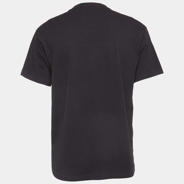 Pre Owned Versace Jeans Couture Black Printed Cotton Crew Neck T-Shirt M