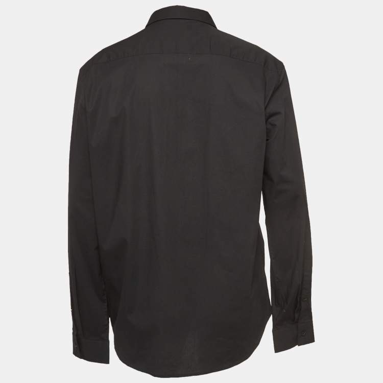 Pre Owned Versace Jeans Couture Black Logo Printed Cotton Full Sleeve Shirt XXXL