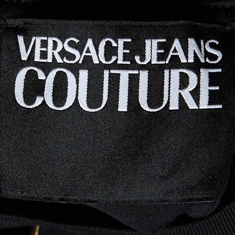 مملوكة مسبقًا Versace Jeans Couture Black Logo Print Cotton Crew Neck T-Shirt M