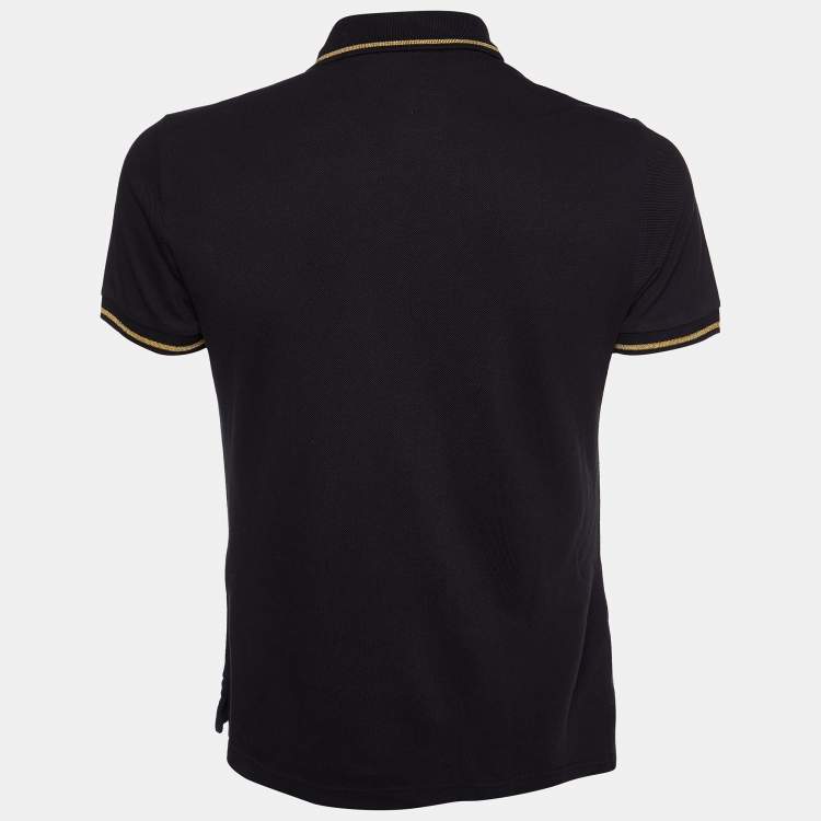 Pre Owned Versace Jeans Couture Black Logo Print Cotton Polo T-Shirt M