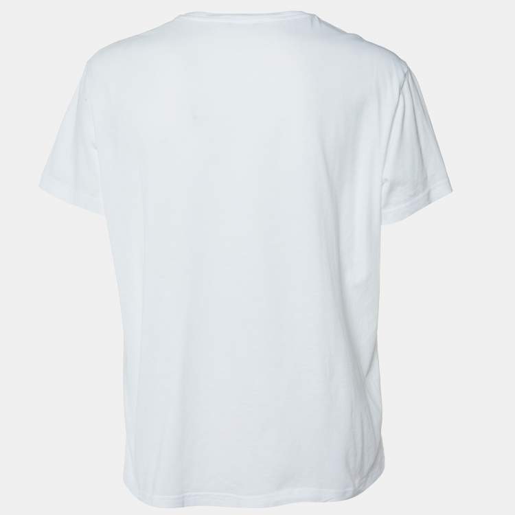 Pre Owned Versace Jeans White Logo Rubber Print Cotton T-Shirt XXXL