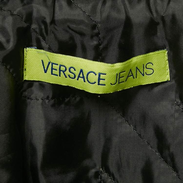 مملوكة مسبقًا Versace Jeans Grey Geometric Print Synthetic Bomber Jacket M