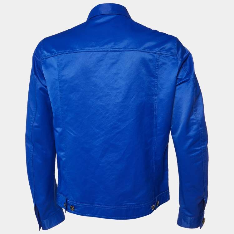 Pre Owned Versace Jeans Blue Cotton Blend Button Front Jacket L