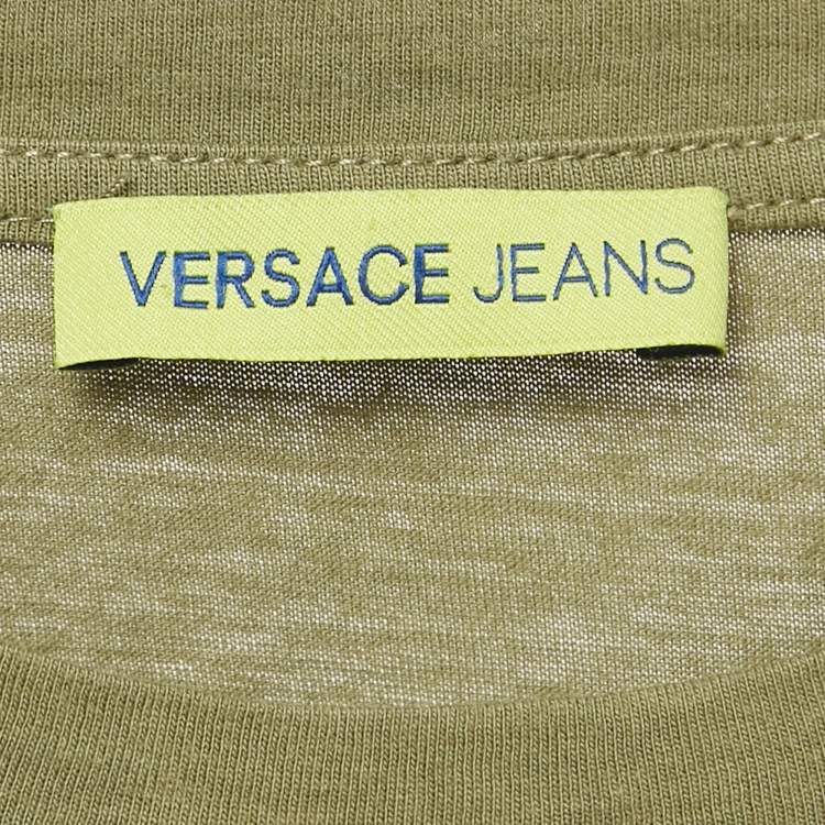 Pre Owned Versace Jeans Green Printed Jersey Crewneck T-Shirt M