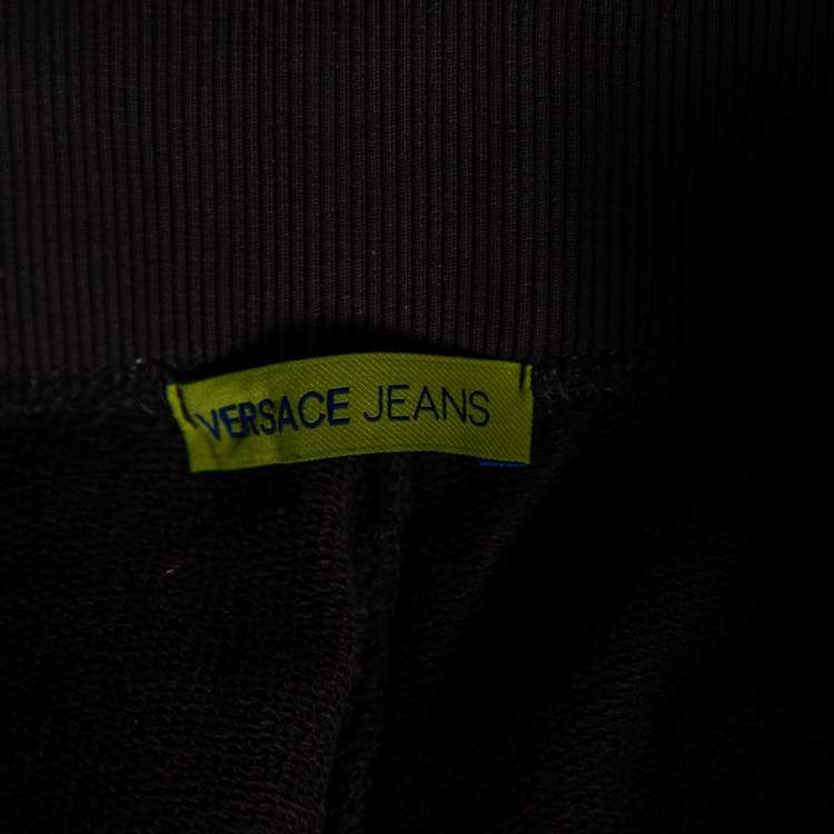 Pre Owned Versace Jeans Black Knit Logo Embroidered Shorts XL