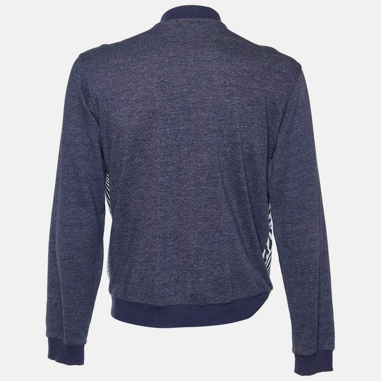 مملوكة مسبقًا Versace Jeans Blue Printed Knit Zip Front Jacket M