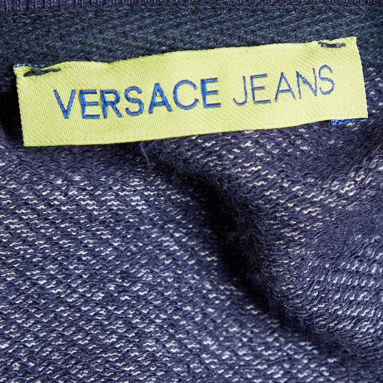 مملوكة مسبقًا Versace Jeans Blue Printed Knit Zip Front Jacket M