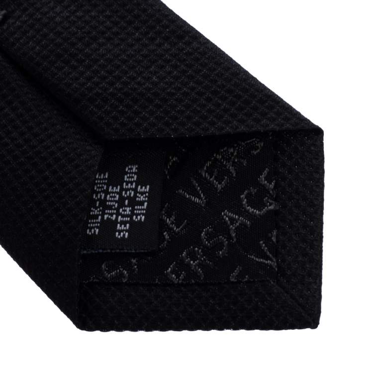 Pre Owned Versace Black Medusa Silk Jacquard Tie