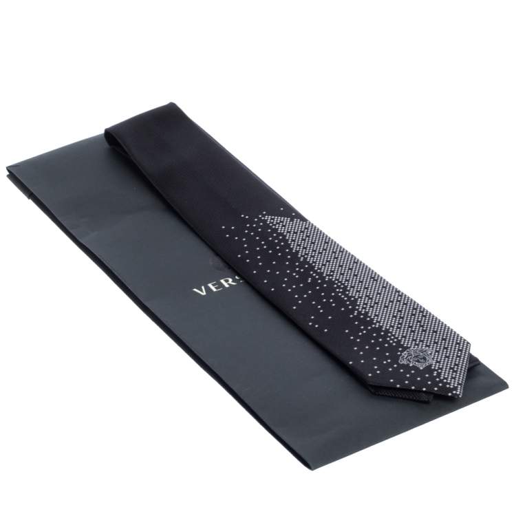 Pre Owned Versace Black Medusa Silk Jacquard Tie
