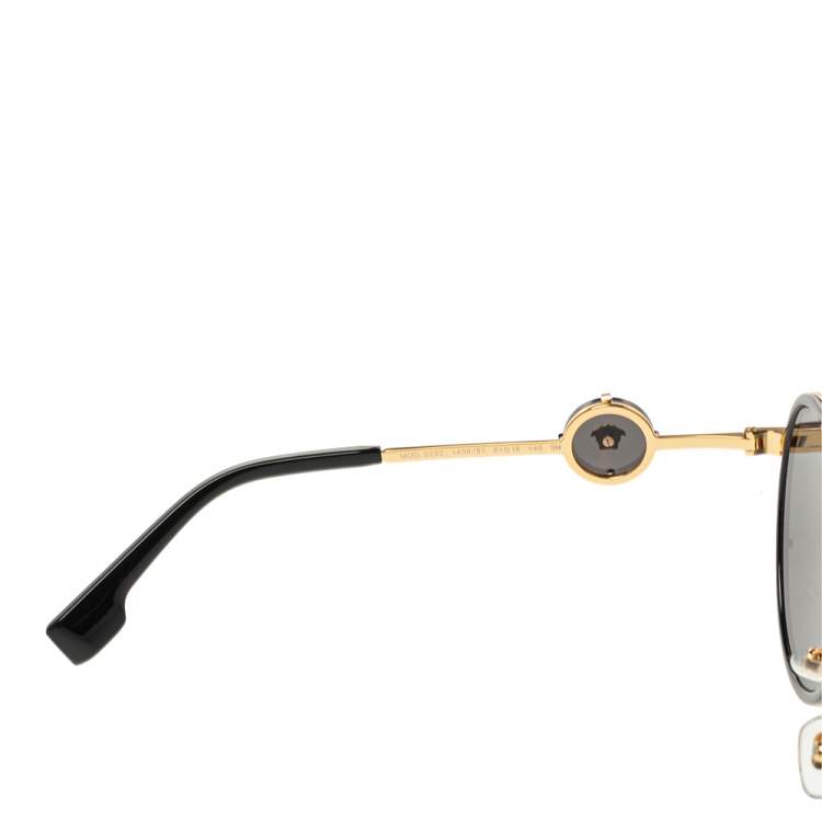 Pre Owned Versace Black Vintage Icon Pilot Clip On Aviator Sunglasses 