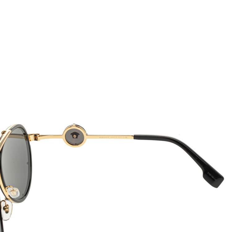 Pre Owned Versace Black Vintage Icon Pilot Clip On Aviator Sunglasses 
