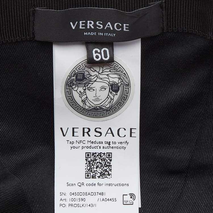 Pre Owned Versace Black Medusa Embroidered Cotton Canvas Baseball Cap 
