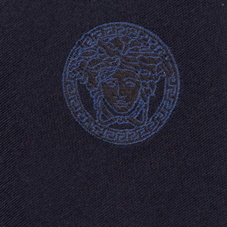 Pre Owned Versace Navy Blue Medusa Patterned Silk Tie