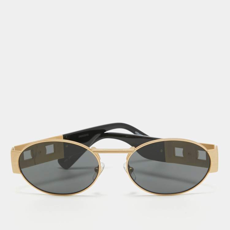 Pre Owned Versace Matt Gold/Black MOD 2264 Medussa Oval Sunglasses