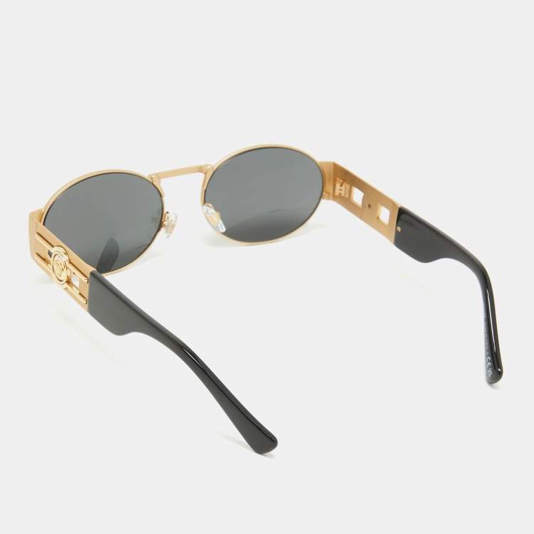 Pre Owned Versace Matt Gold/Black MOD 2264 Medussa Oval Sunglasses