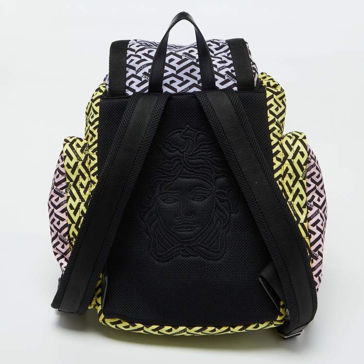Pre Owned Versace Multicolor Nylon La Medusa La Greca Backpack
