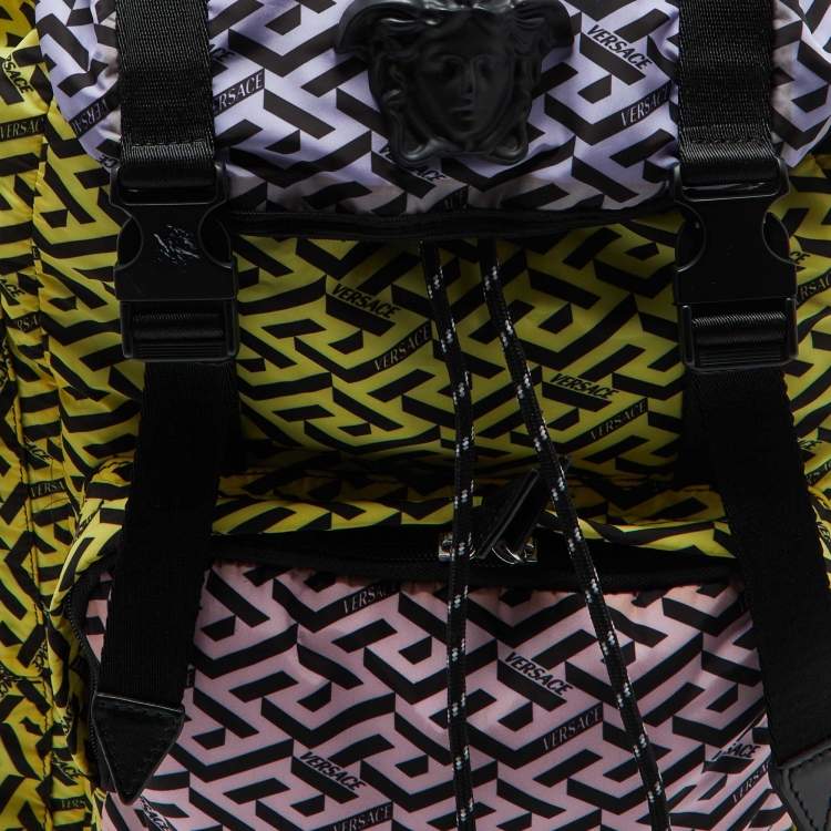 Pre Owned Versace Multicolor Nylon La Medusa La Greca Backpack
