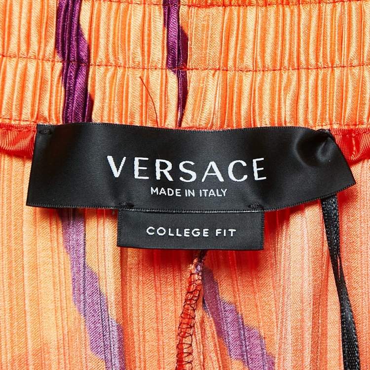 Pre Owned Versace Multicolor Medusa Print Satin Plisse College Fit Shorts XXL