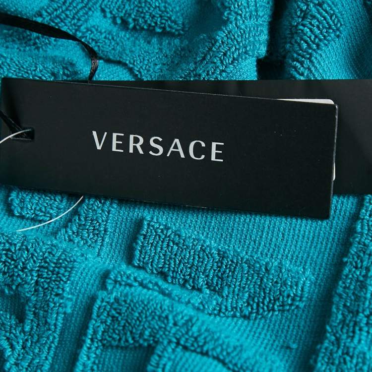 Pre Owned Versace Home Blue Monogram Medusa Amplified Terry Bathrobe S
