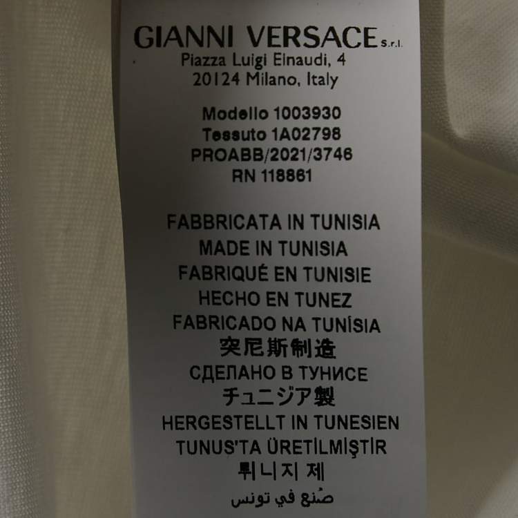 Pre Owned Versace White Rhinestone Logo Jersey Michel Fit T-Shirt L