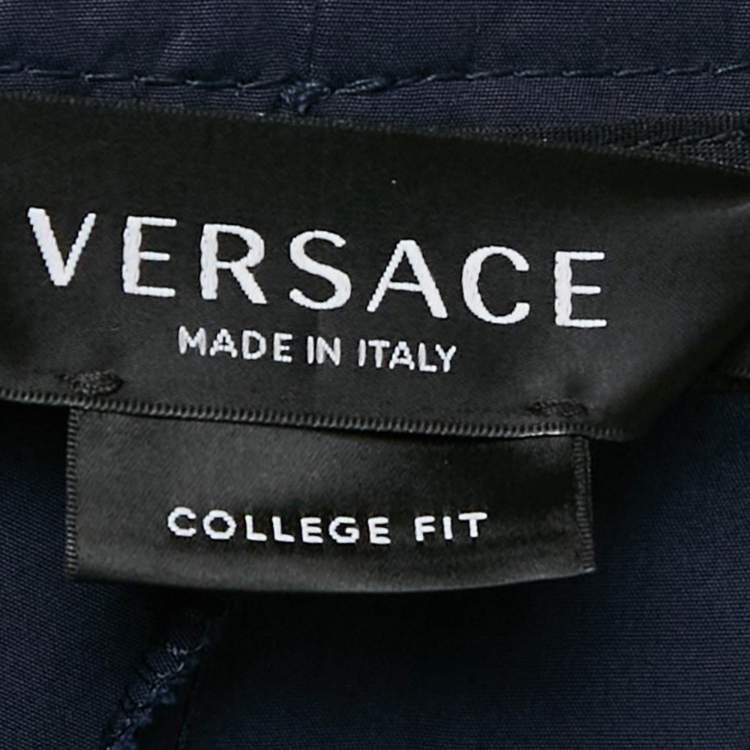 Pre Owned Versace Navy Blue Cotton Poplin Pocket Detail Shorts S