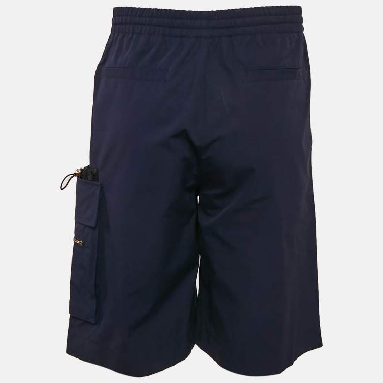 Pre Owned Versace Navy Blue Cotton Poplin Pocket Detail Shorts S