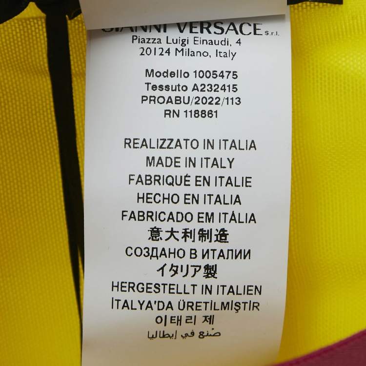 Pre Owned Versace Yellow/Pink Greca Border Synthetic Swim Shorts M