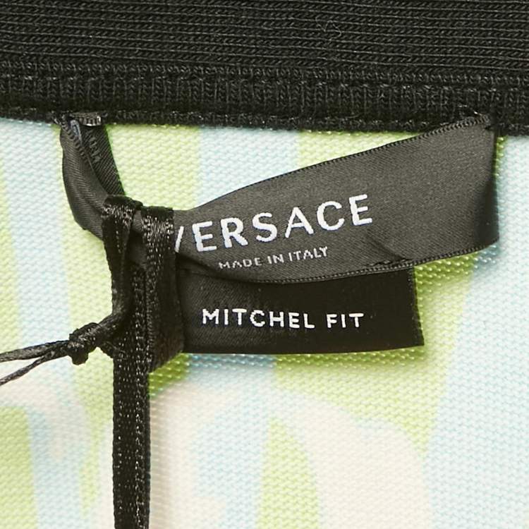Pre Owned Versace Multicolor Miami Print Cotton Patch Detail Mitchel Polo T-Shirt M