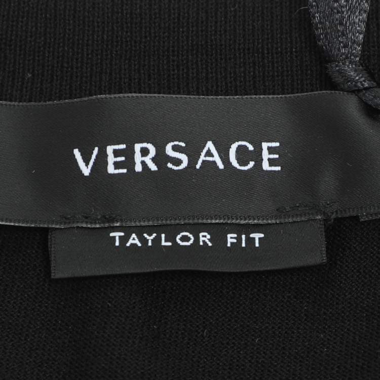 Pre Owned Versace Black Jersey Logo Print T-Shirt M