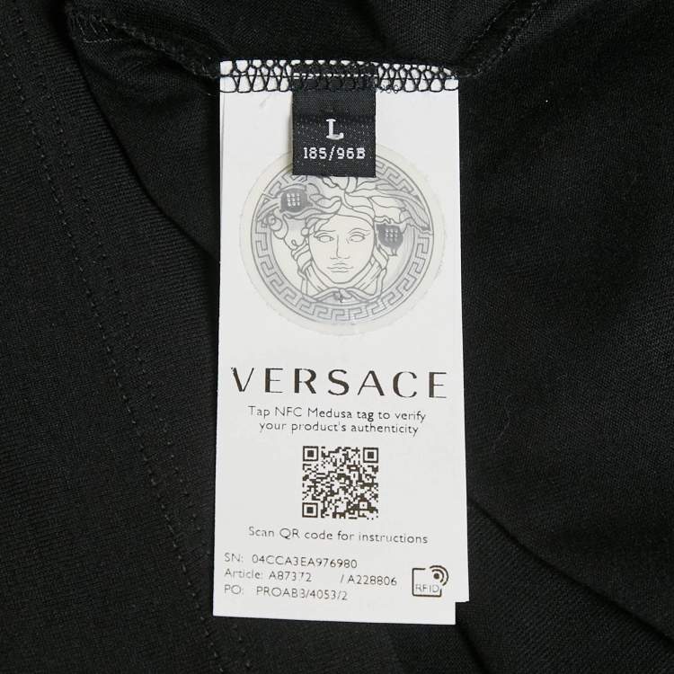 Pre Owned Versace Black Medusa Embroidery Cotton Taylor Fit T-Shirt L