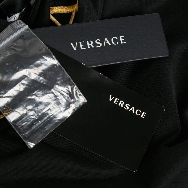 Pre Owned Versace Black Medusa Embroidery Cotton Taylor Fit T-Shirt L