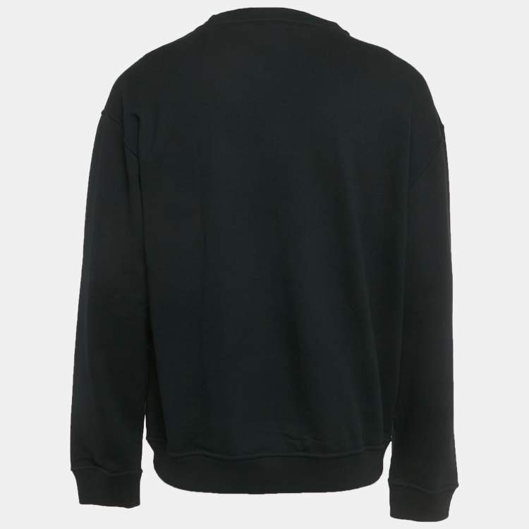 Pre Owned Versace Black Medusa Head Printed Cotton Knit Pullover XXL  