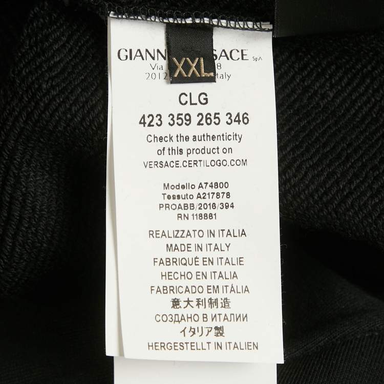 Pre Owned Versace Black Medusa Head Printed Cotton Knit Pullover XXL  