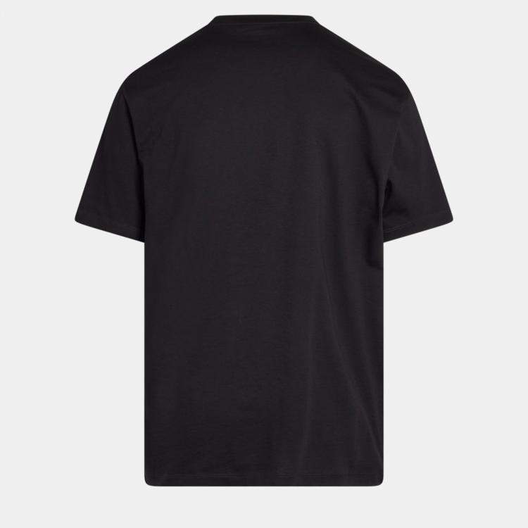 Pre Owned Versace Logo Printed Black Cotton Tshirt XS