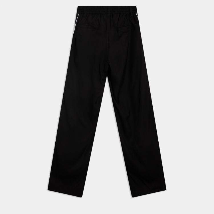 Pre Owned Versace Logo Stripe Gabardine Black Cotton Trouser L