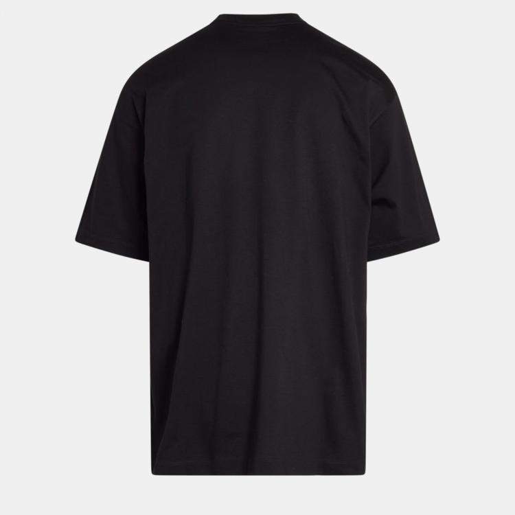 Pre Owned تي شيرت فيرساتشي قطن أسود بطباعة ر سومات مقاس ضخم