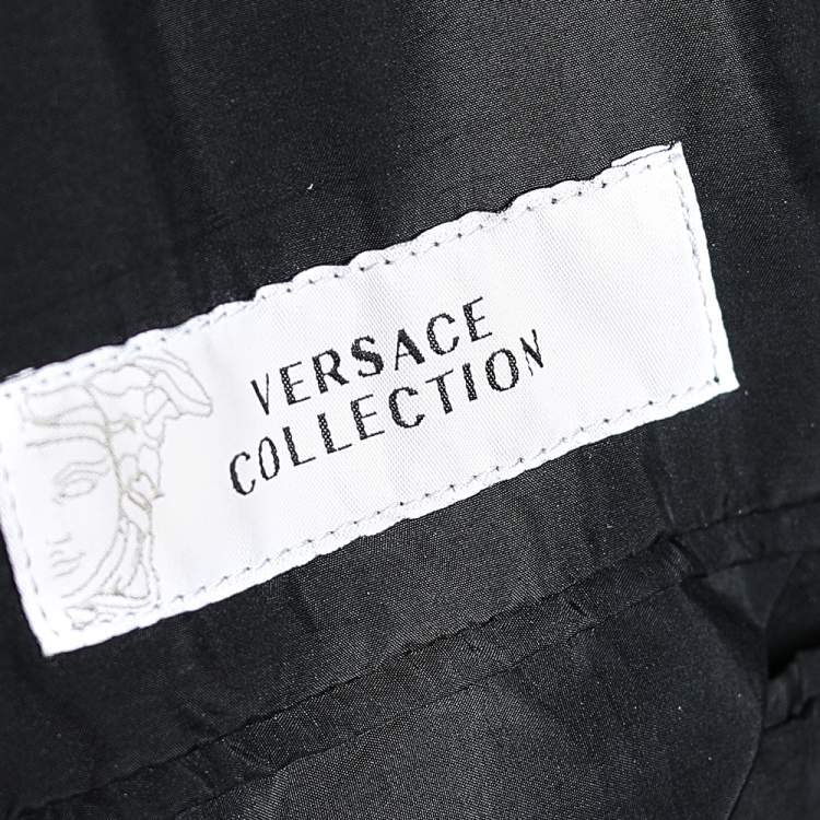 Pre Owned Versace Collection Multicolor Printed Fur Lined Hooded Jacket L