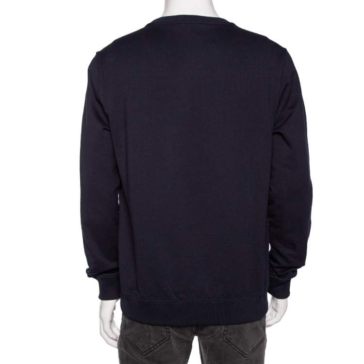 Pre Owned Versace Navy Blue Logo Embroidered Cotton Taylor Fit Sweatshirt L