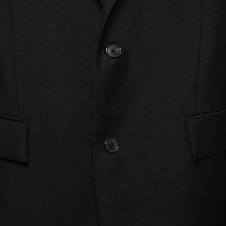 Pre Owned Versace Black Wool Greca Sleeves Single-Breasted Blazer L