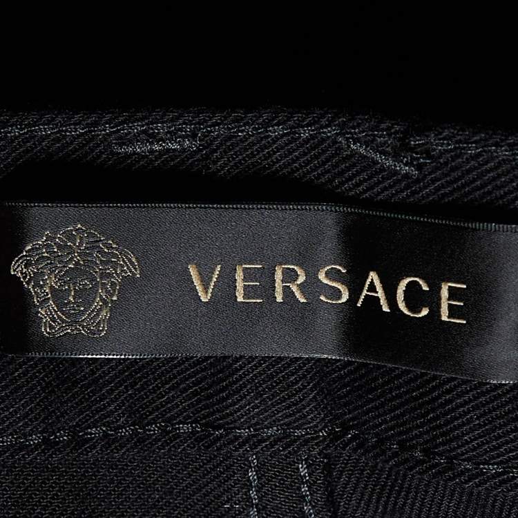 Pre Owned Versace  Black Denim Printed Detail Taylor Fit Jeans XL